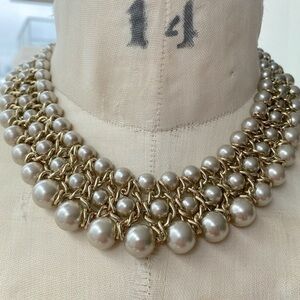 Vintage style 3 row simulated pearls with gold tone hardware